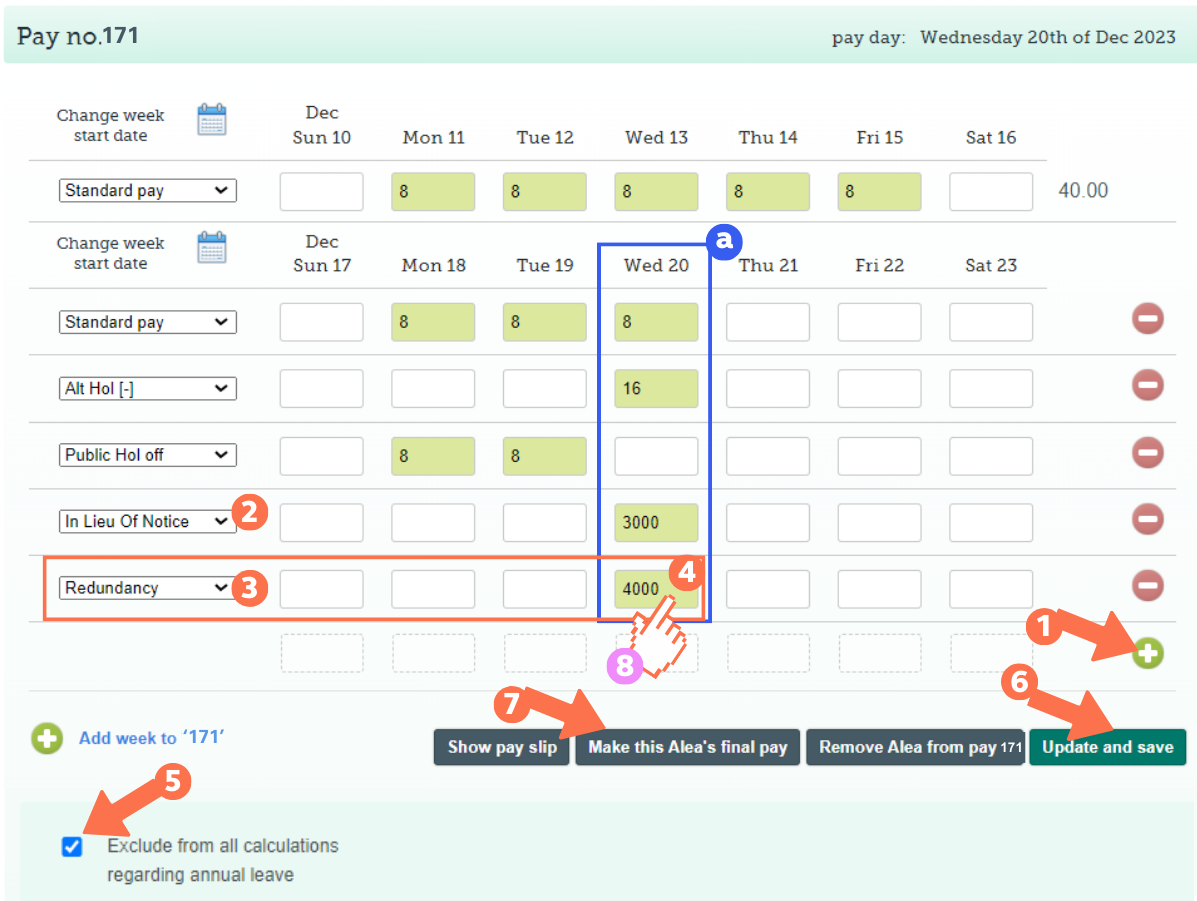 Redundancy Compensation In A Final Pay Timesheet